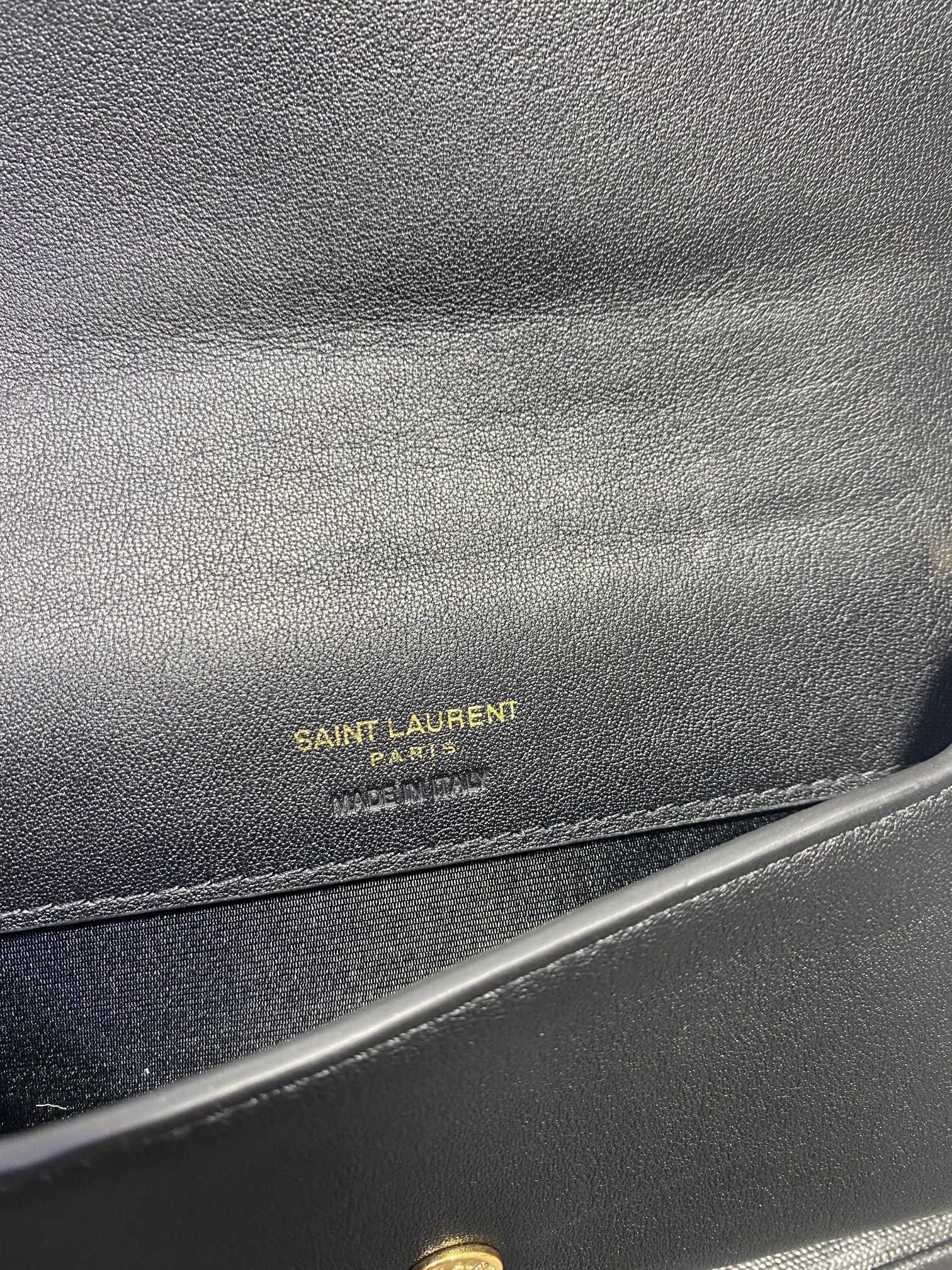 [TOP] Yves Saint Laurent YSL Striped Phone Case Bag - Black and Ivory