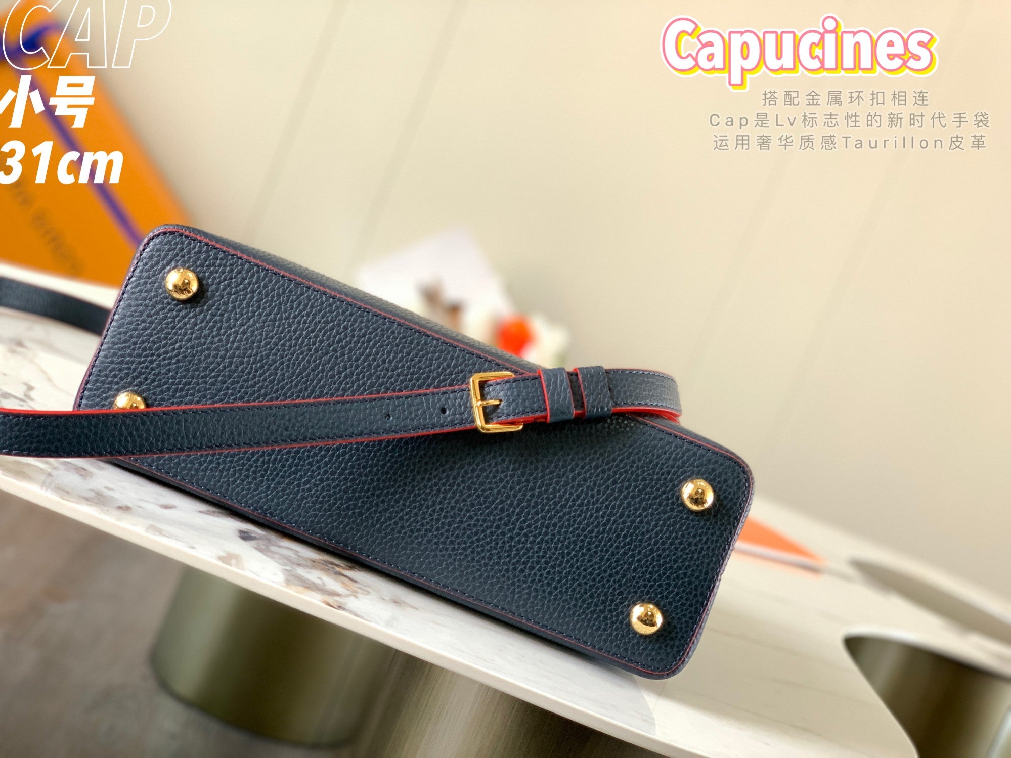[TOP] Louis Vuitton LV Capucines MM 31x20x11cm  - Navy