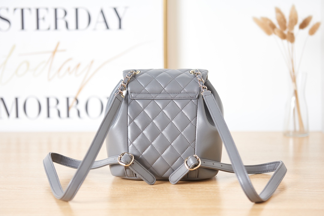 [TOP] CHANEL DUMA BackPack 18×18×12cm - Gray & GHW