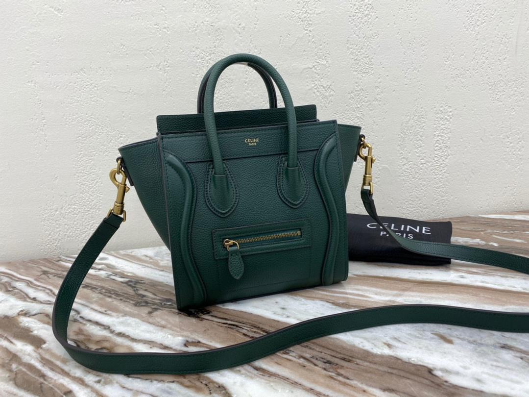 [TOP] CELINE Nano Luggage Bag 20x20x10cm - Amazon Green