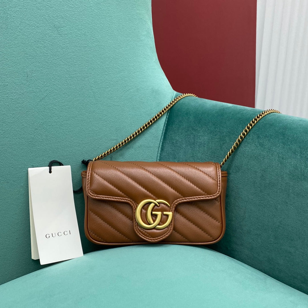 [TOP] GUCCI Marmont Bag Super Mini 16.5cm - Brown