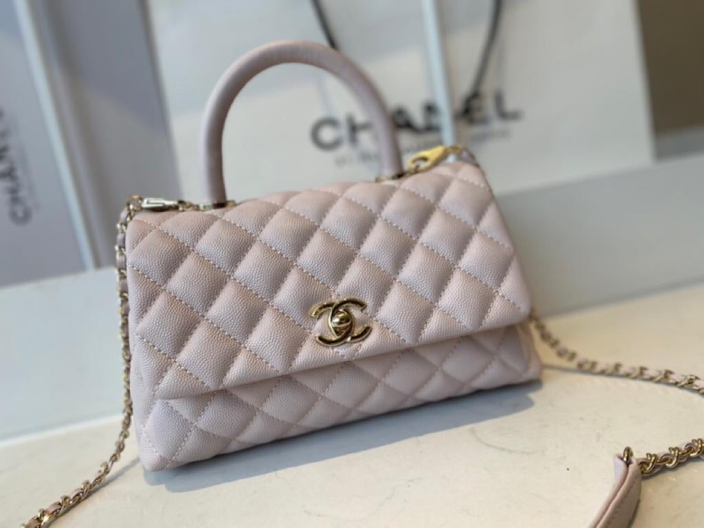 [TOP] CHANEL CoCo Handle Bag Caviar Small 19cm - Light Pink