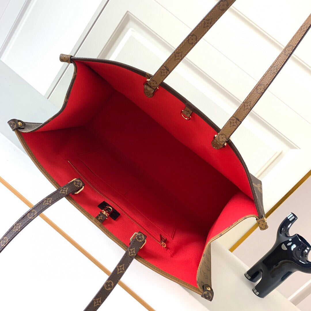 [TOP] Louis Vuitton LV £V On The Go Monogram Tote GM 41x34x19cm -Brown