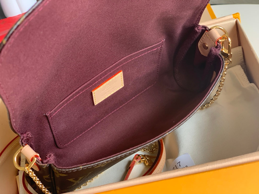 [TOP] Louis Vuitton LV Favorite Monogram PM 21x12.5x4.5cm-Brown