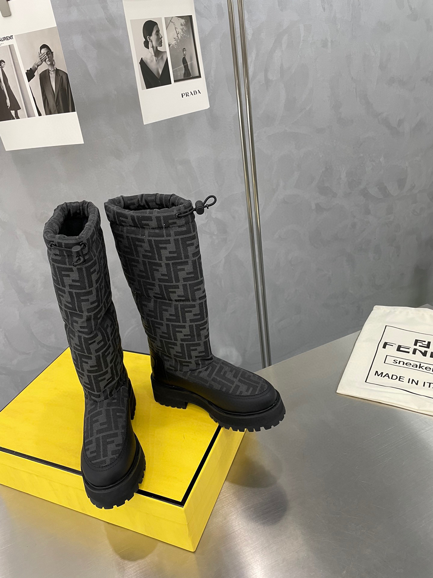 [TOP] FENDI Monogram Quilted Boots