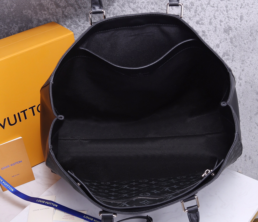[TOP] Louis Vuitton LV Sac Plat Monogram Eclipse Tote Bag 34x42x14cm-Black