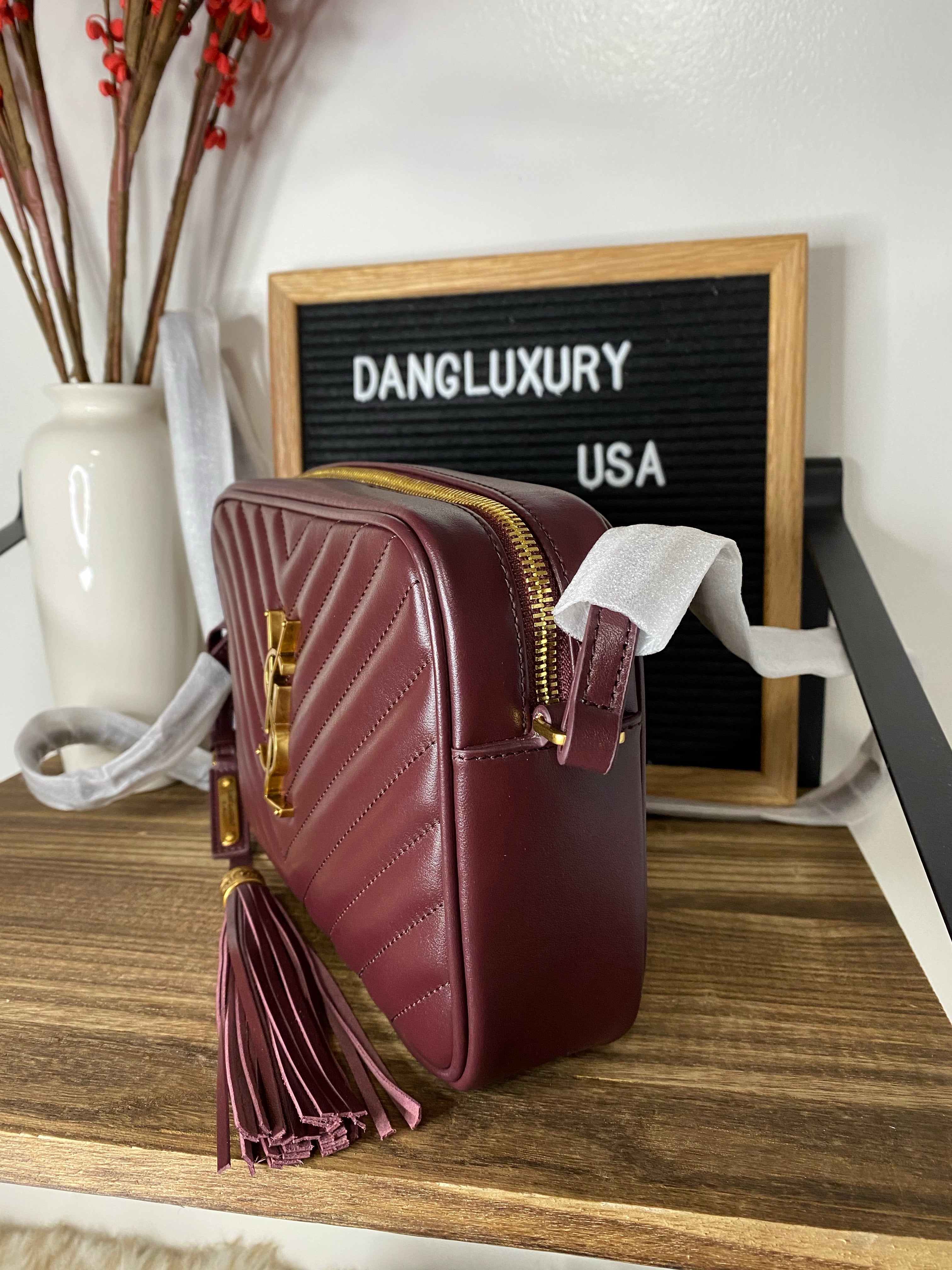 [TOP] Yves Saint Laurent YSL Loulou Camera Bag - Burgundy