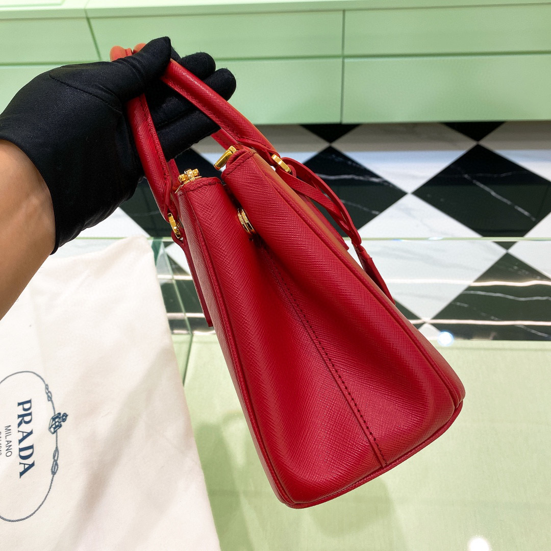 [TOP] PRADA Galleria Saffiano Handbag Small 24.5*16.5*11cm - Red