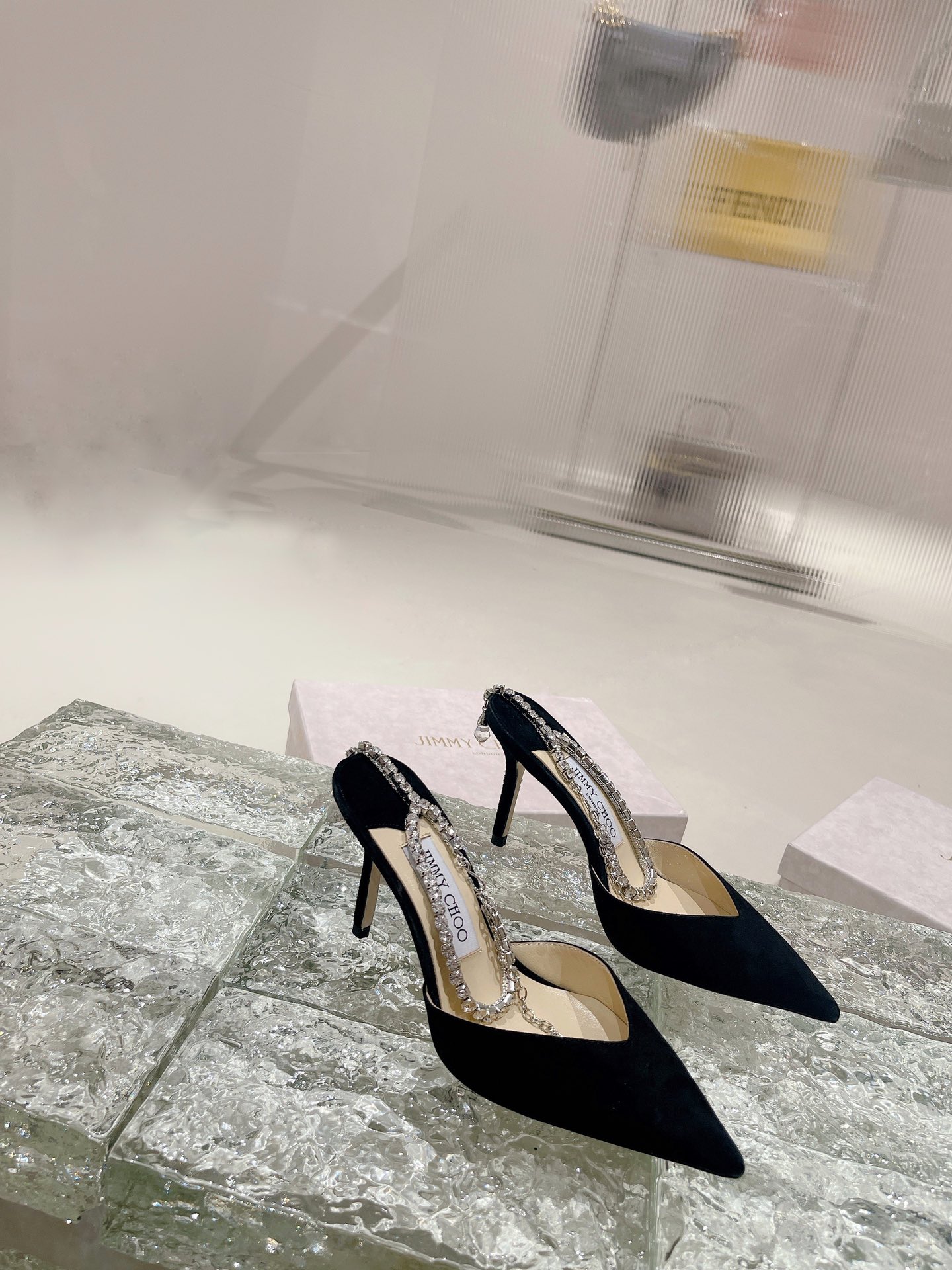 [TOP] Jimmy Choo Saeda Heel 8.5cm Crystal Lambskin - 4 Colours