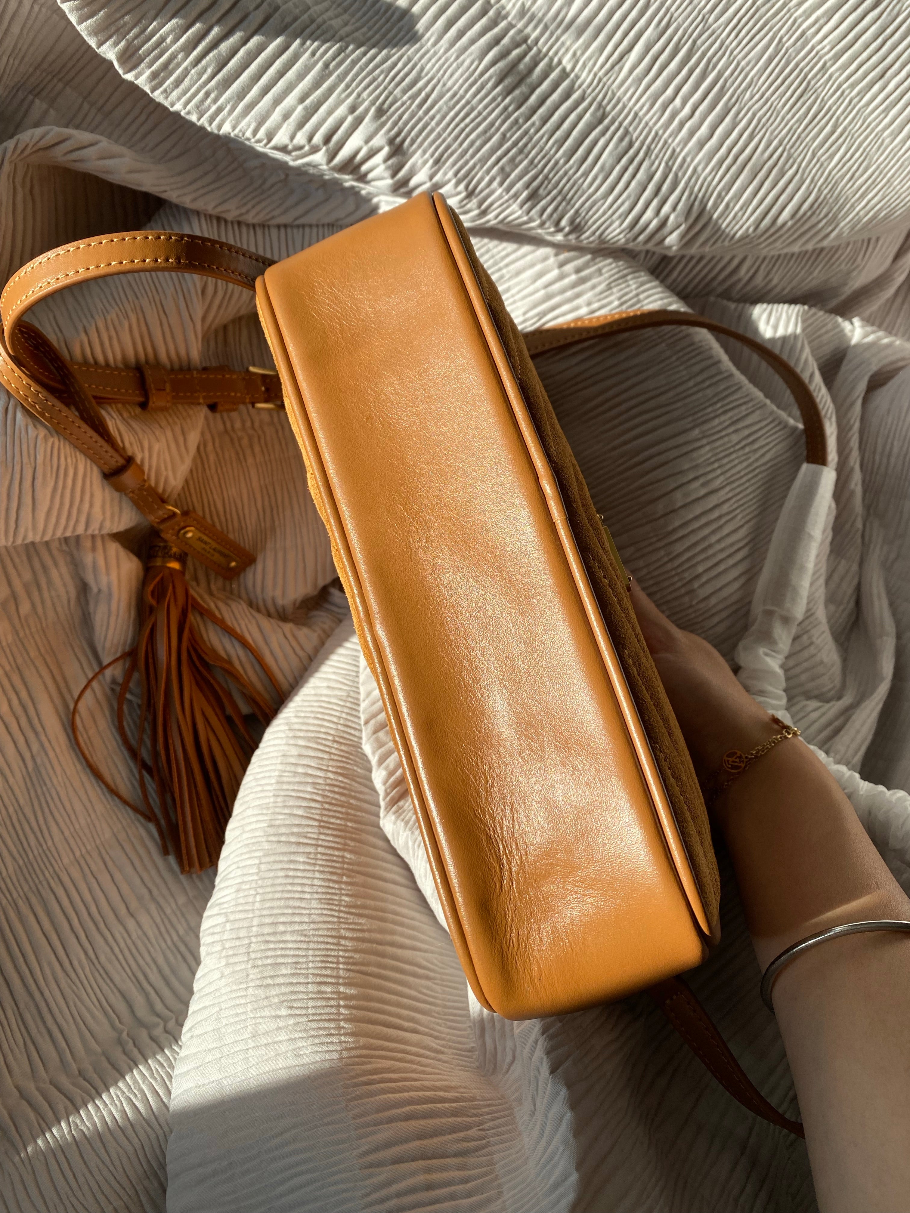 [TOP] Yves Saint Laurent YSL Loulou Camera Bag in Quilted Suede 23.5*16*7CM- BROWN