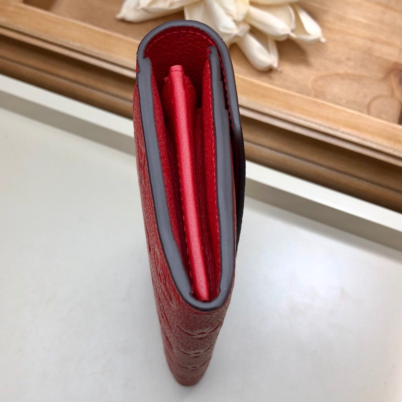 [TOP] Louis Vuitton LV  Sarah Empreinte Wallet - Red