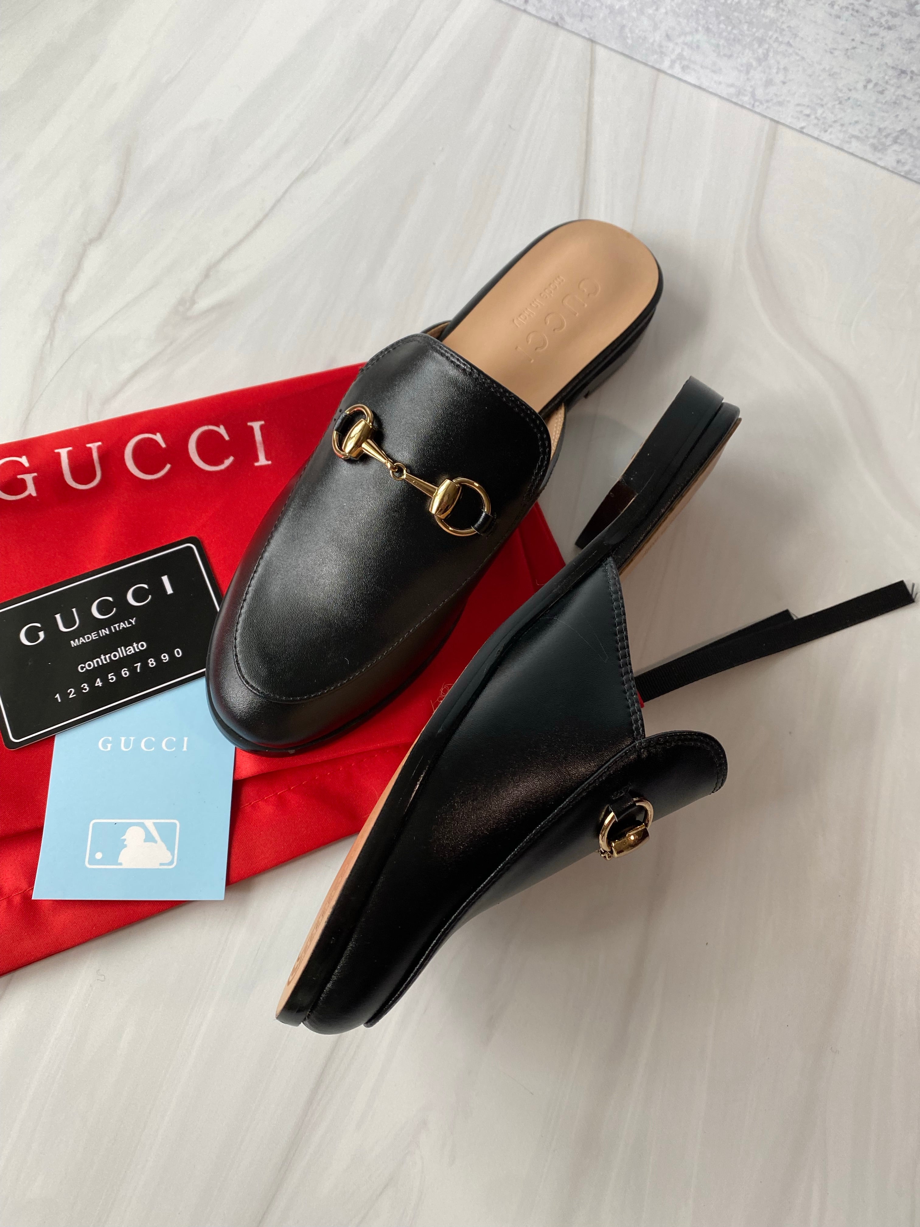 [TOP] GUCCI Princetown Mules Sandals - Black