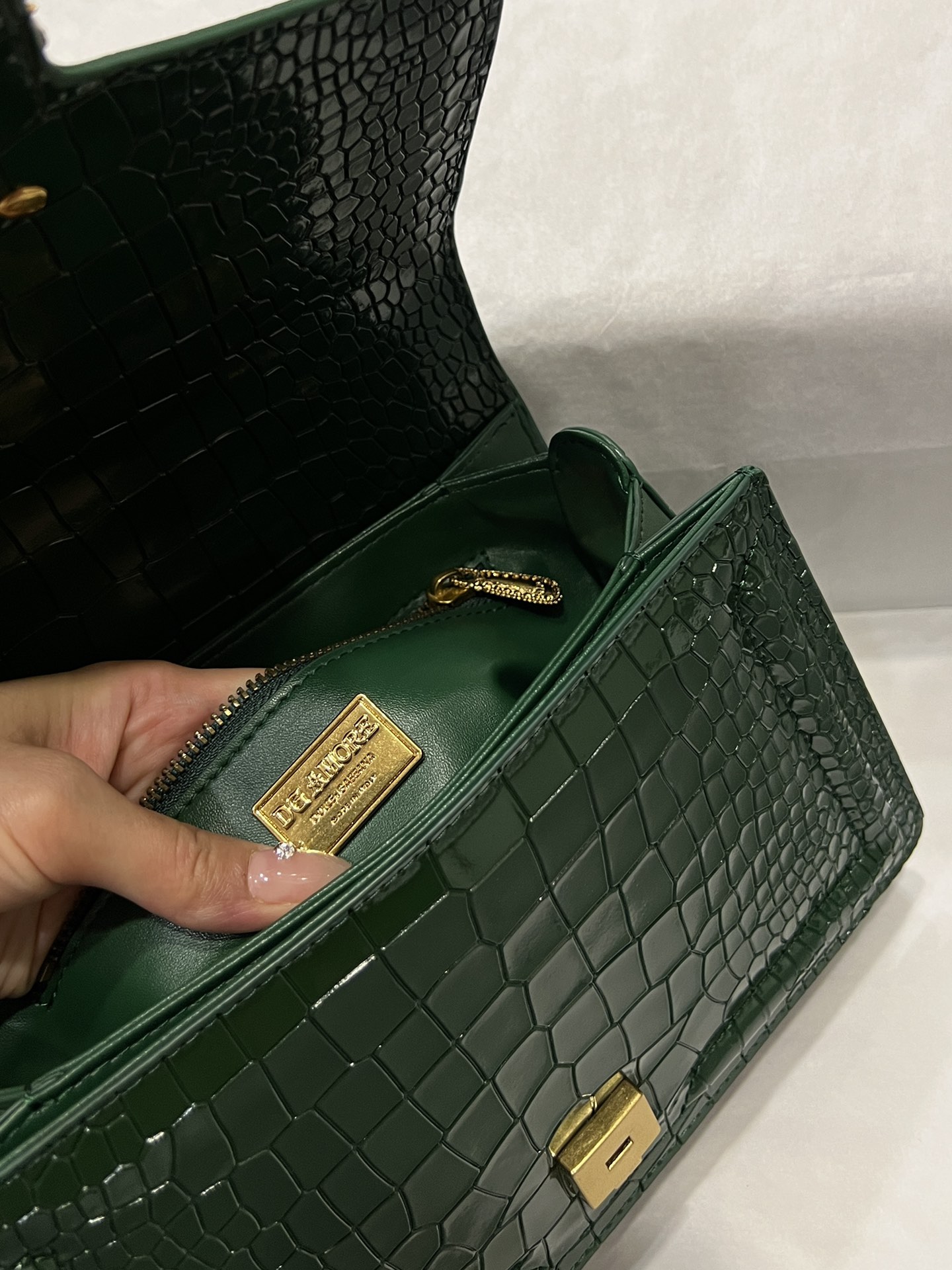 [TOP] Dolce & Gabbana D&G  Crocodile 27*18*8cm -Print Calfskin DG Girls Handbag