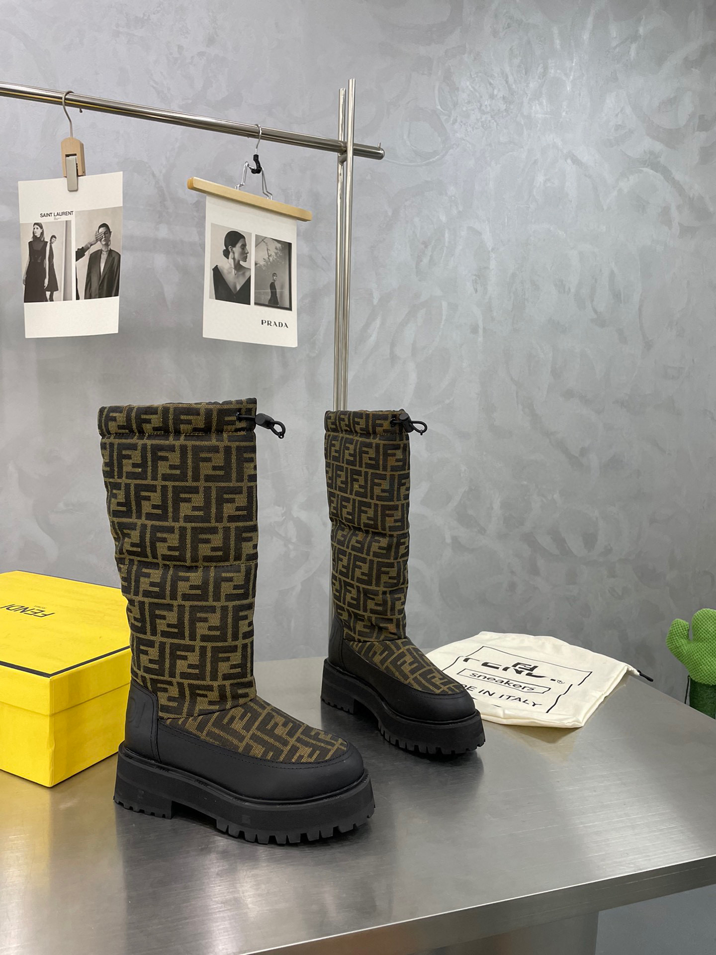[TOP] FENDI Monogram Quilted Boots