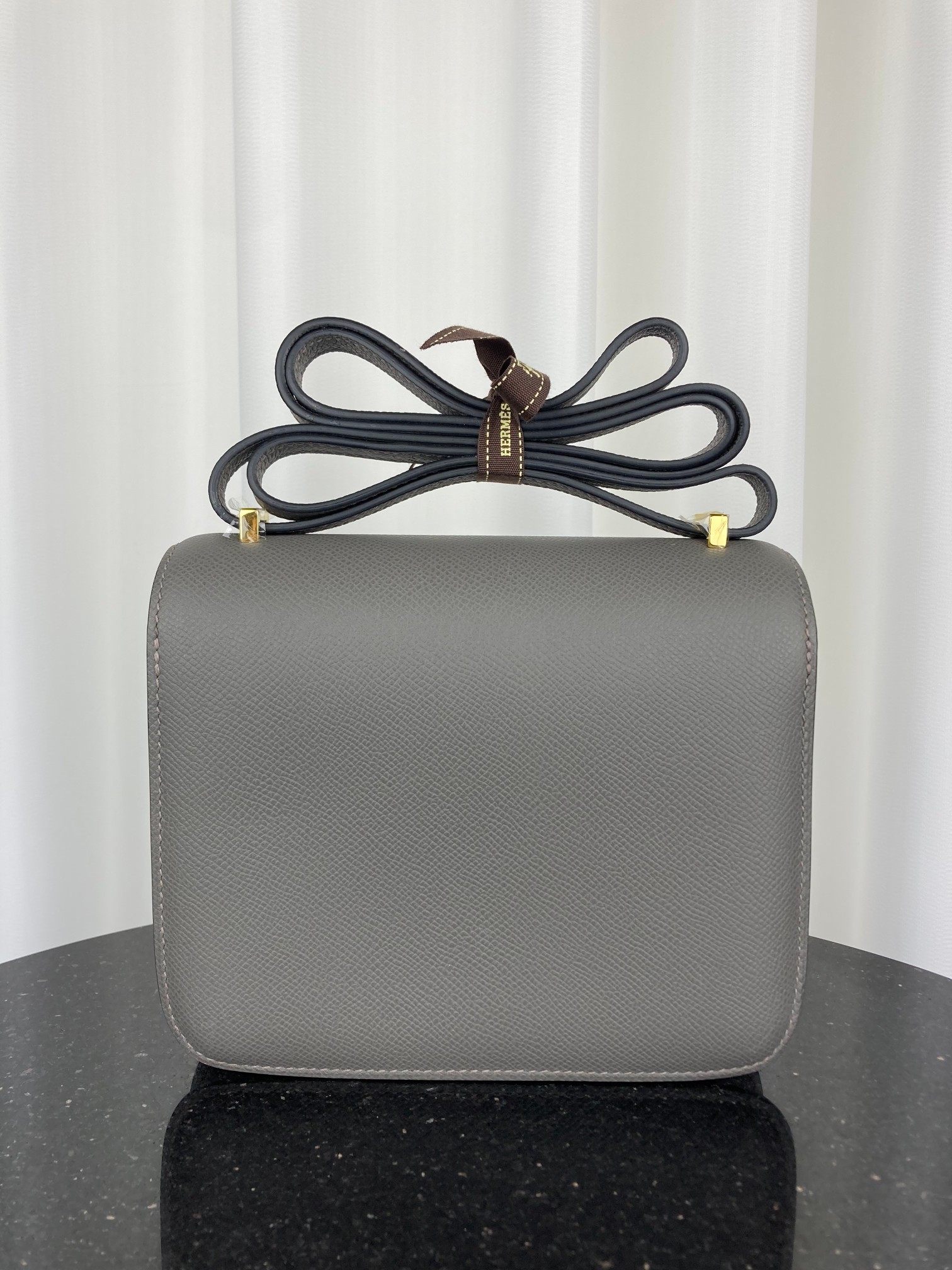 [TOP] HERMES Constance Epsom Leather 18cm - Gray & GHW