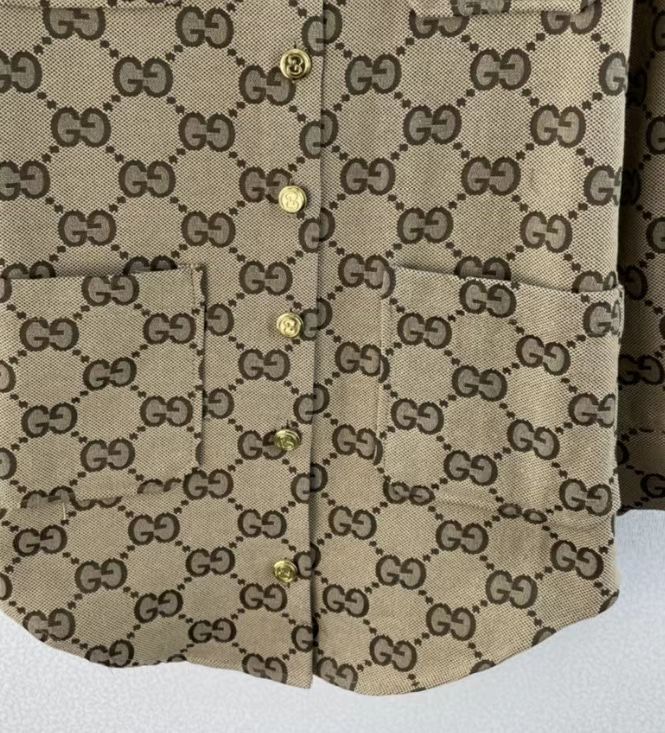[TOP] GUCCI Maxi GG Canvas Shirt - Camel and Ebony