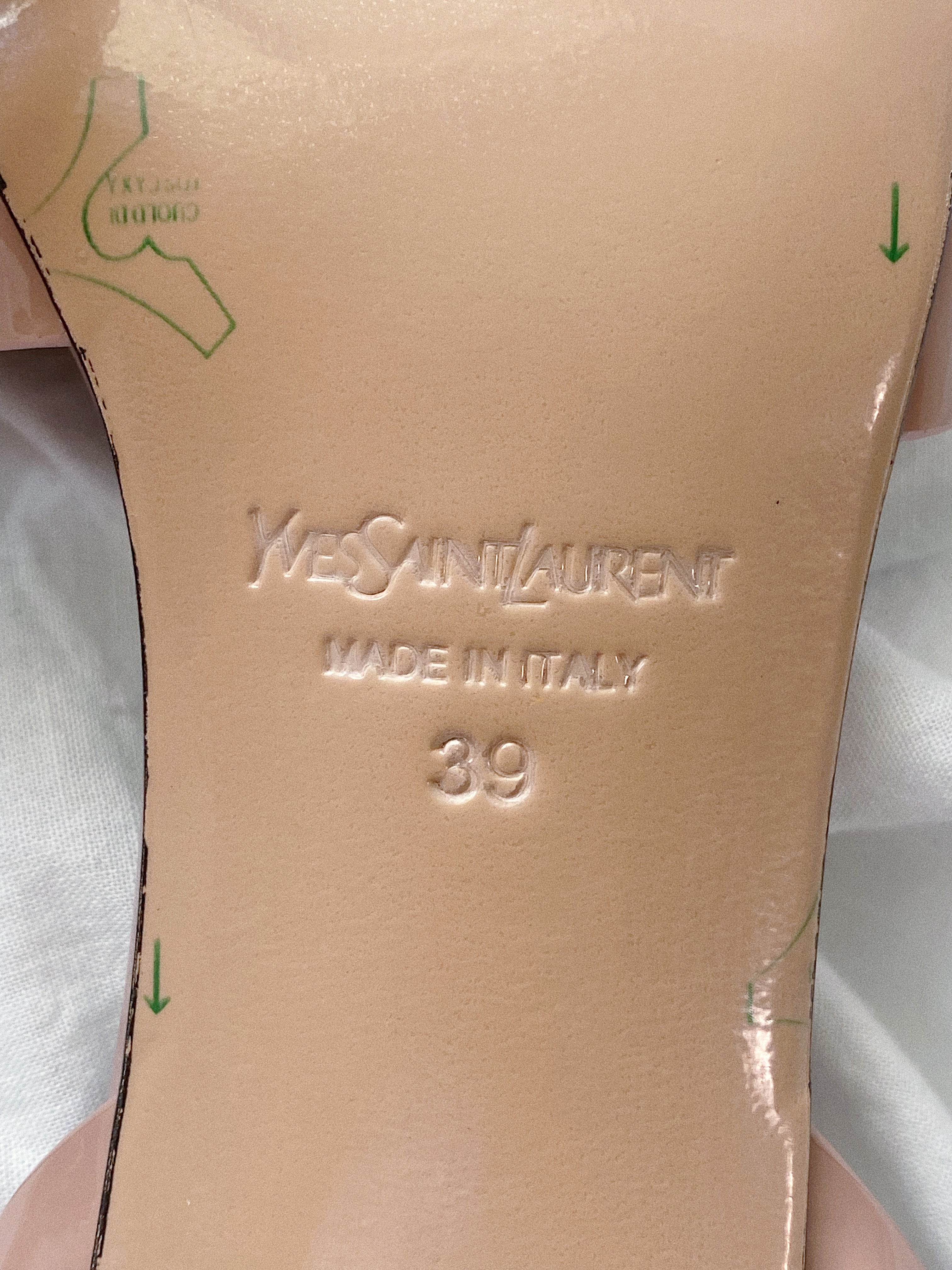 [TOP] Yves Saint Laurent YSL Patent Tribute Block Heels - Mauve