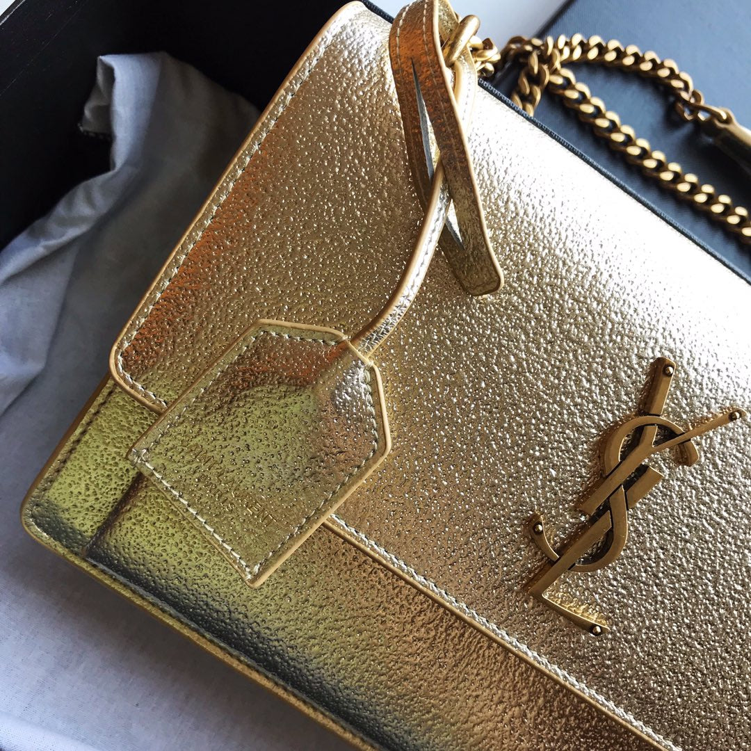 [TOP] Yves Saint Laurent YSL Sunset Metallic Small Bag - Gold