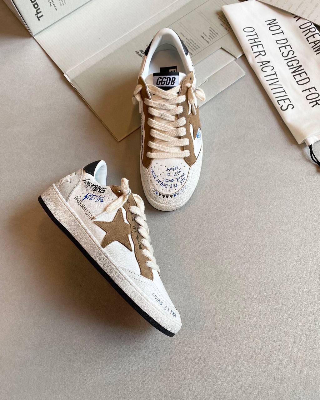 [TOP] GGDB Ball Star Sneakers Suede Star - White, Tobaco and Black