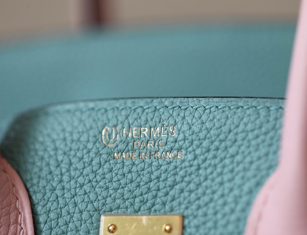 [TOP] HERMES Birkin 2 Tone Togo Bag 30cm - Blue and Pink (Customised)