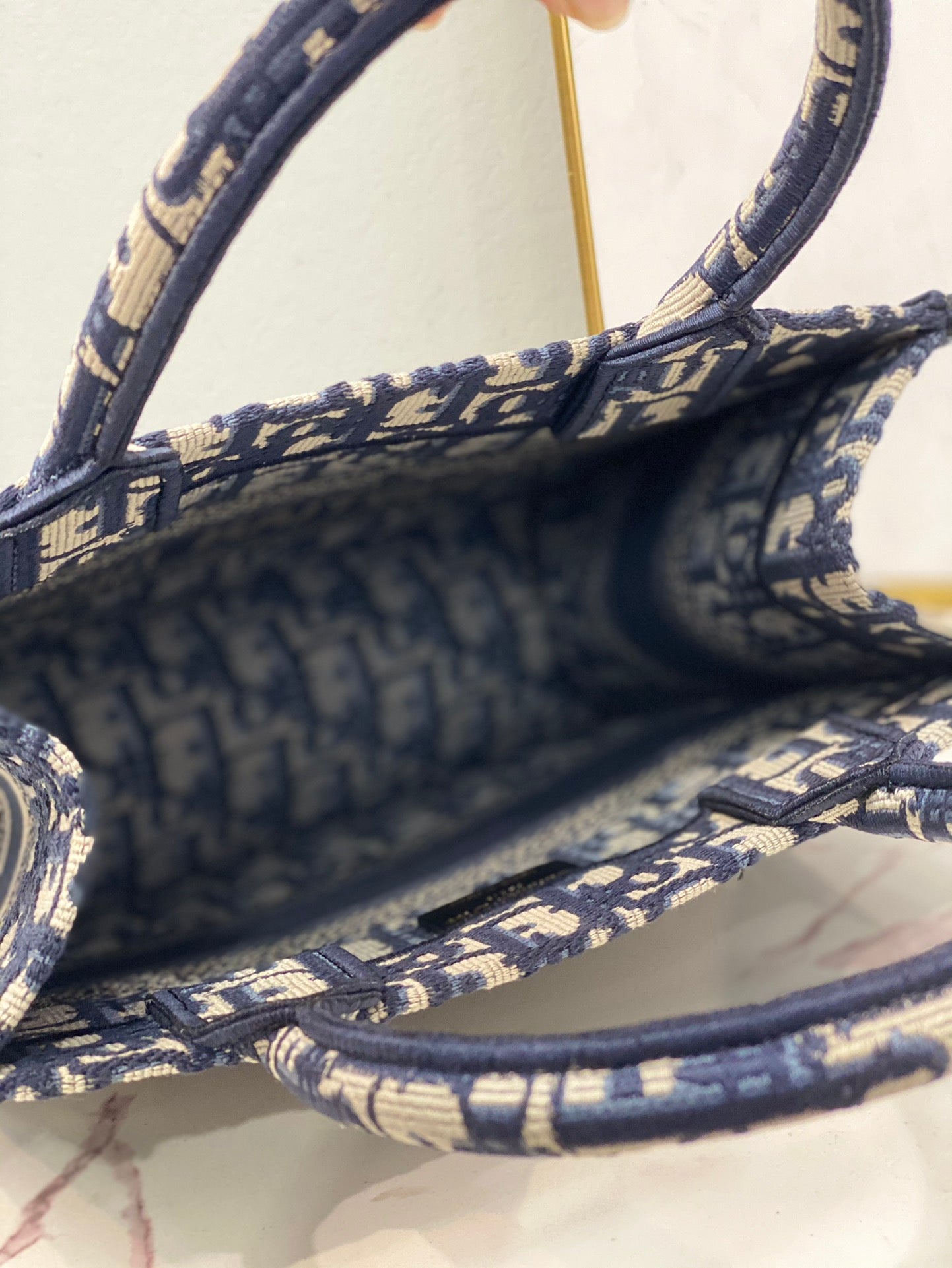 [TOP] Christian Dior Book Tote Bag Embroidery Small 21.5cm - Blue