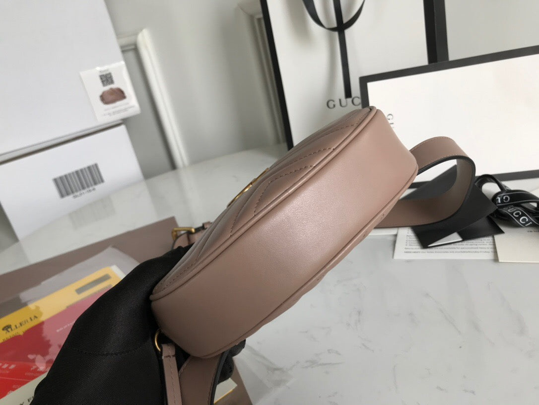 [TOP] GUCCI GG Marmont Belt Bag - Dusty Pink