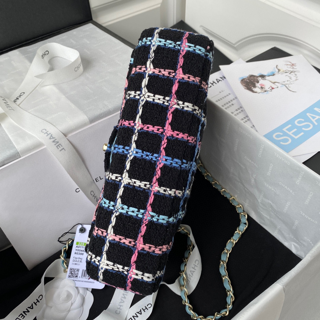 [TOP] CHANEL Classic Flap Bag Tweed Medium 25.5cm - Multicolour & GHW
