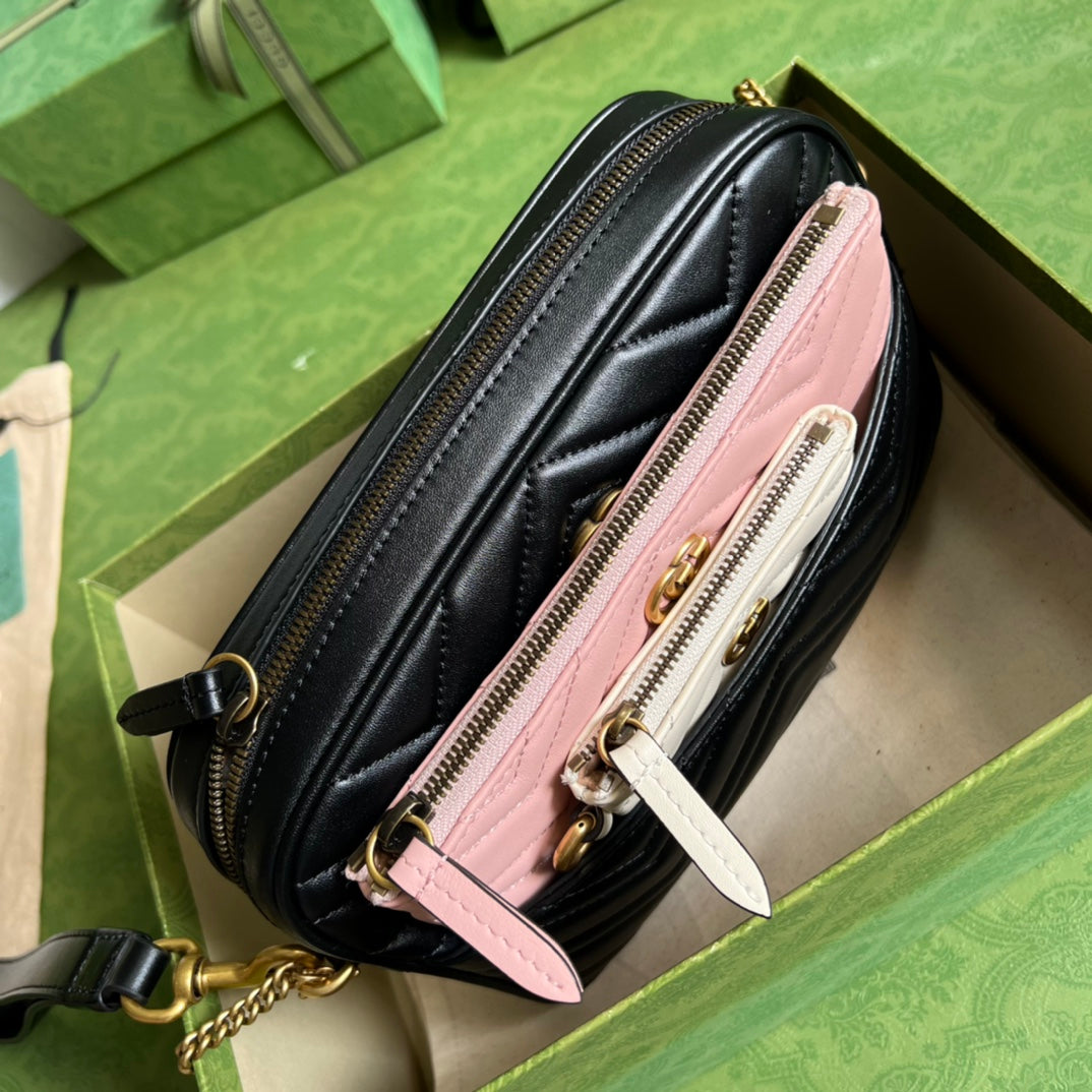 [TOP] GUCCI G*G Multi-use Mini Bag - Black/Pink/White