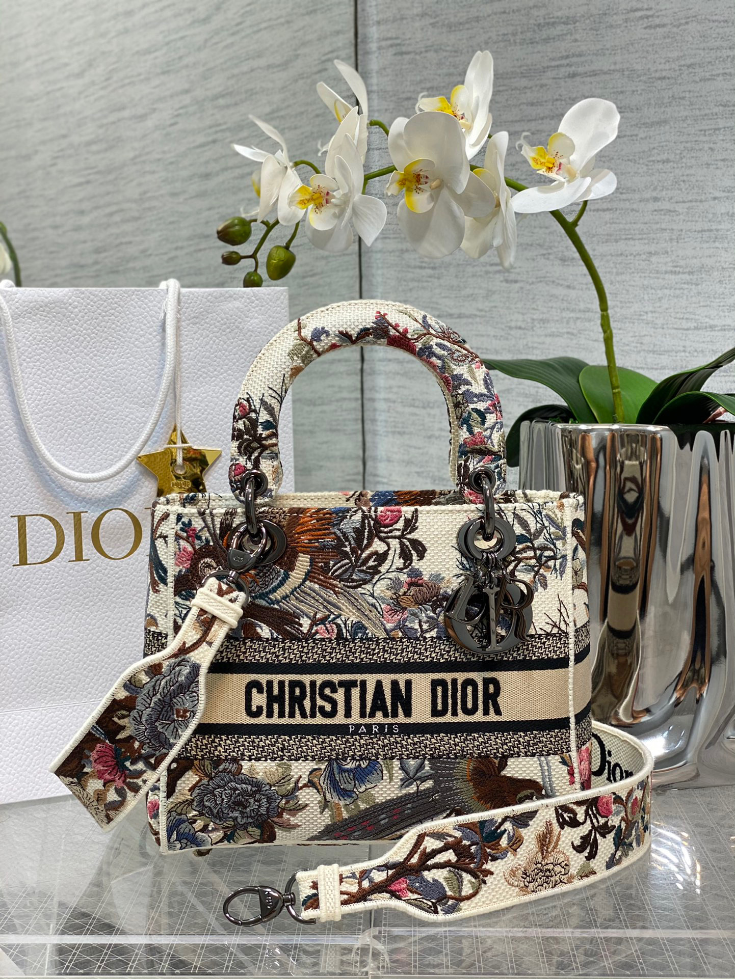 [TOP] Christian Dior Lady D-LITE Bag Medium 24 cm - Multicolour