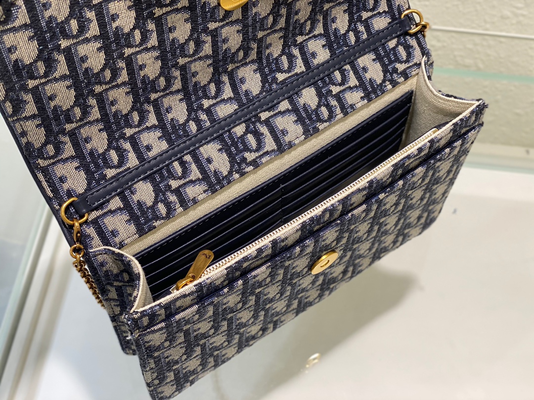 [TOP] Christian Dior SADDLE BELT POUCH Blue Christian Dior Oblique Jacquard 22 x 14.5 x 3.5cm