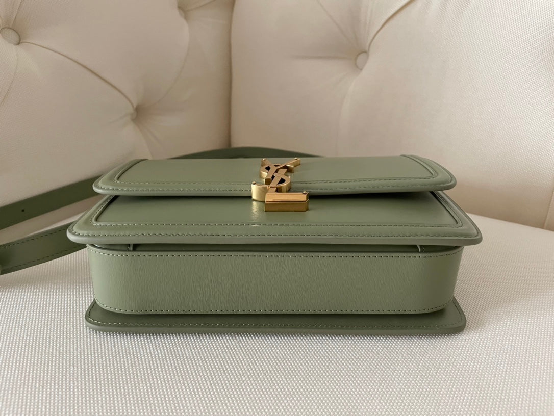 [TOP] Yves Saint Laurent YSL Solferino Medium Shoulder Bag - Pistache Green