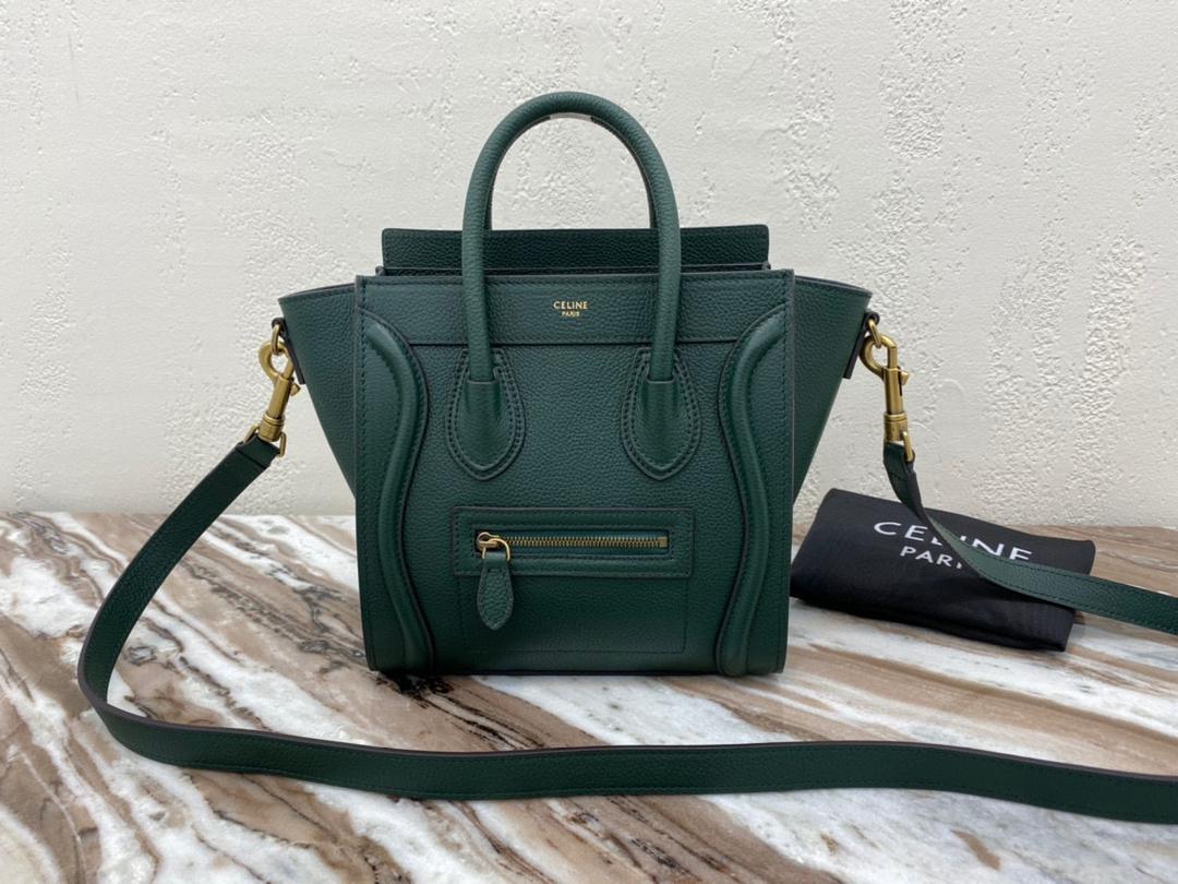 [TOP] CELINE Nano Luggage Bag 20x20x10cm - Amazon Green
