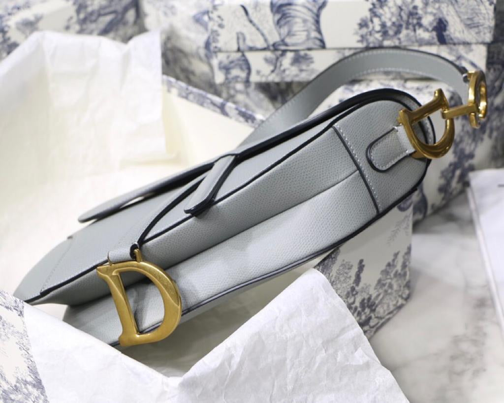 [TOP] Christian Dior Saddle Bag Grained Calfskin Small - GREY