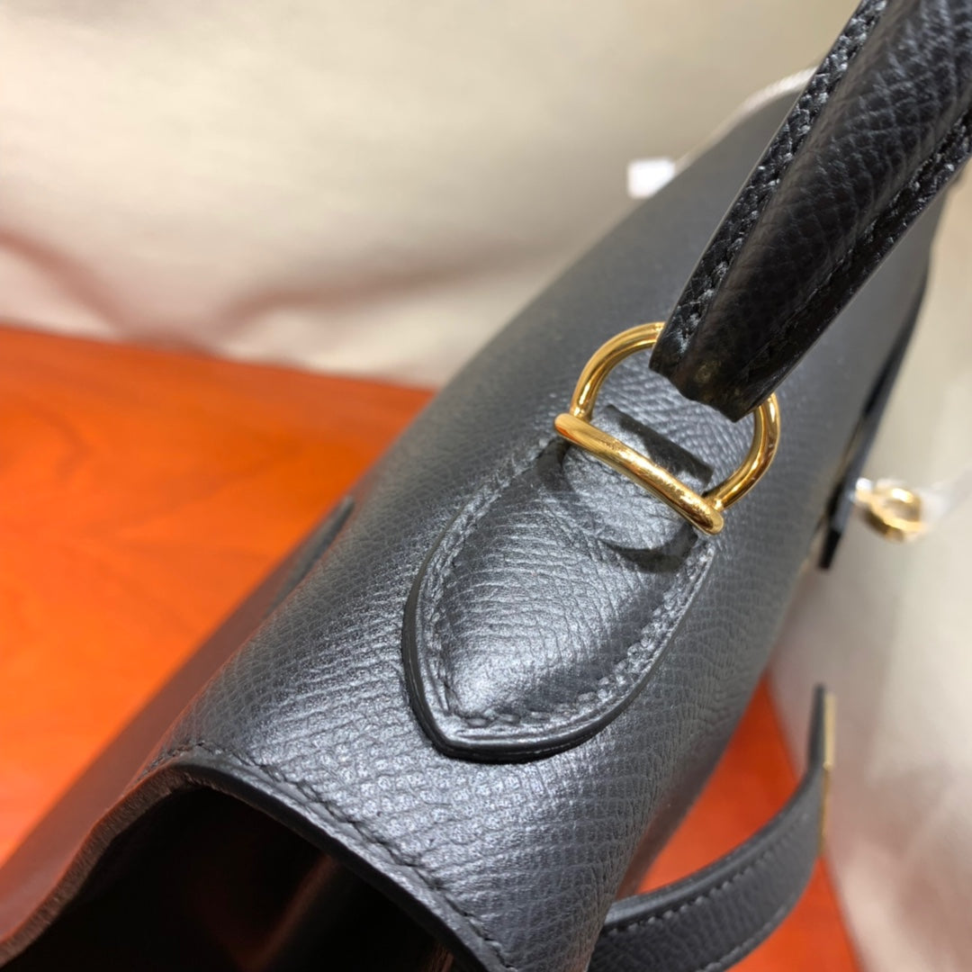 [TOP] HERMES Kelly Epsom Bag 28cm - Black & GHW