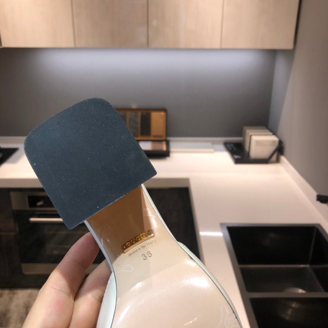 [TOP] GUCCI G*G Horsebit Slide Sandal Block Heels - White