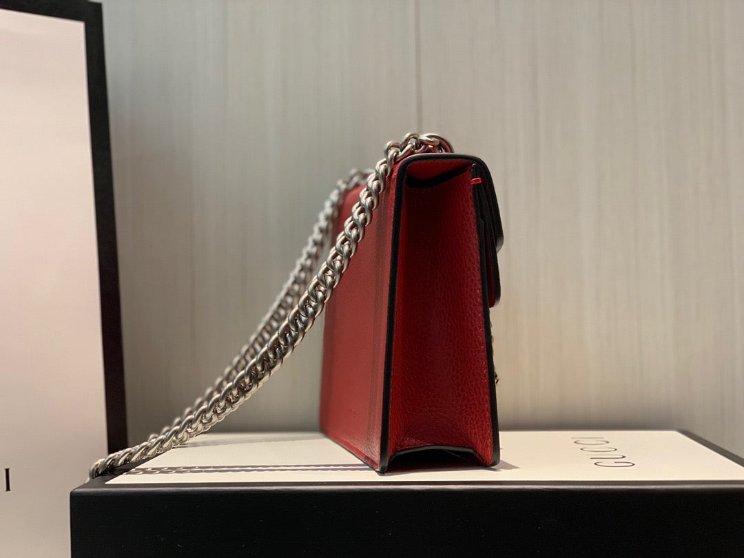 [TOP] GUCCI G*G Dionysus Stones Logo Bag Small 28cm - Red