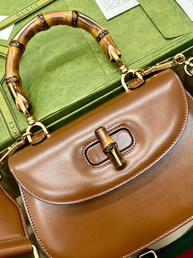 [TOP] GUCCI G*G Bamboo 1947 Small Top Handle - Brown