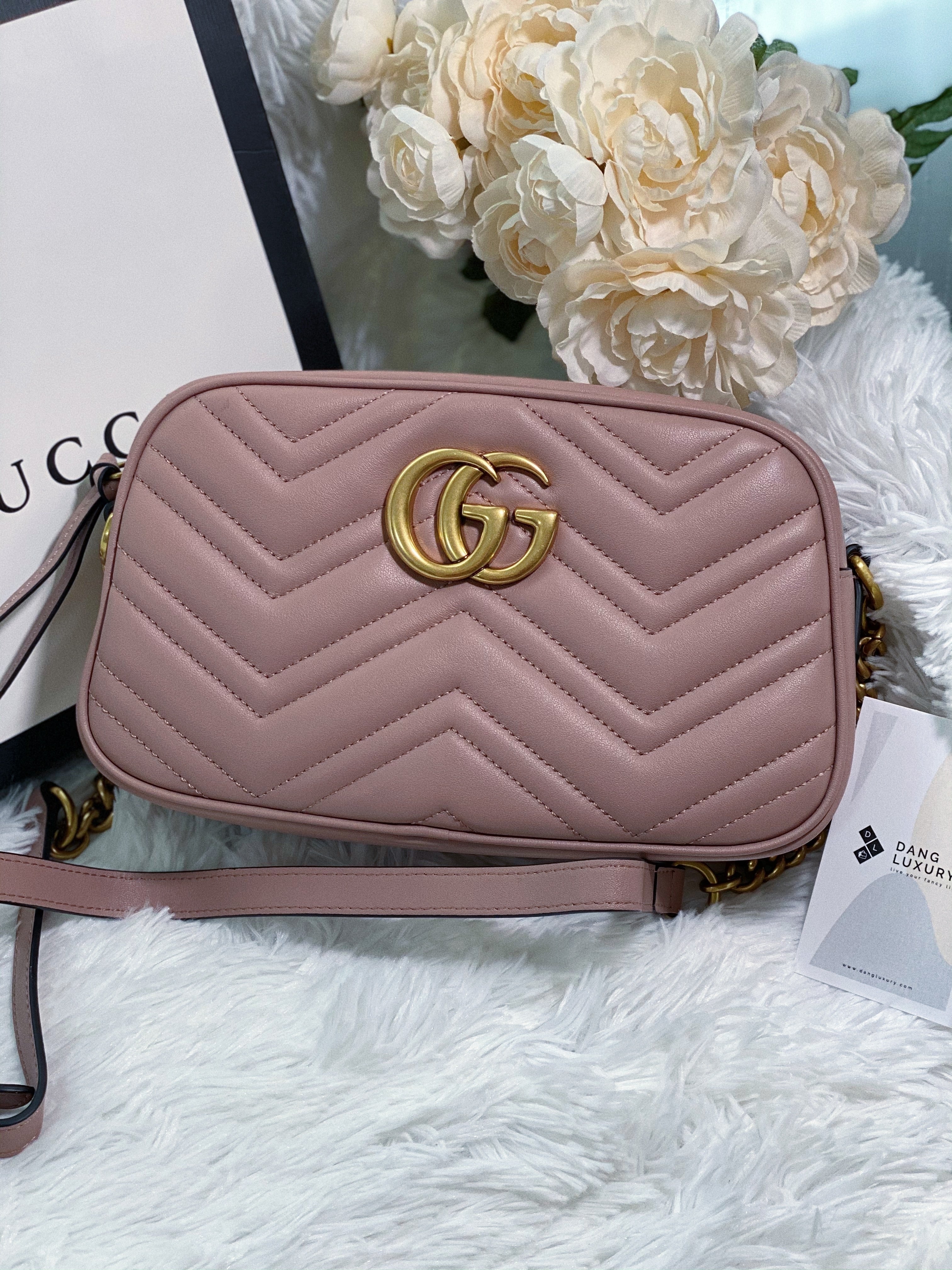 [TOP] GUCCI GG Marmont Bag Matelasse Small 26*15*7 - Dusty Pink
