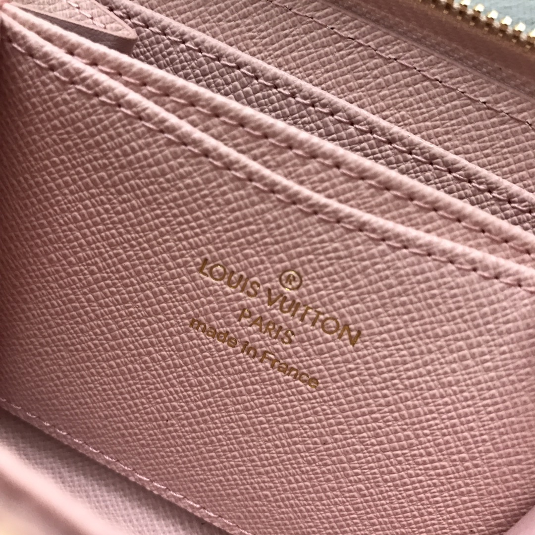 [TOP] Louis Vuitton LV £V Damier Azur Zippy Coin Padlock Purse - Pink