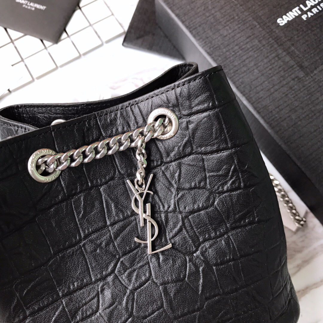 [TOP] Yves Saint Laurent YSL Croco Small Bucket Bag - Black