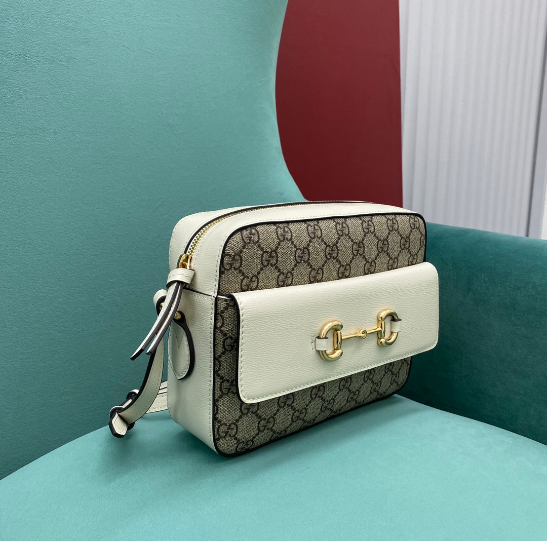 [TOP] GUCCI Horsebit 1955 Bag Small - White