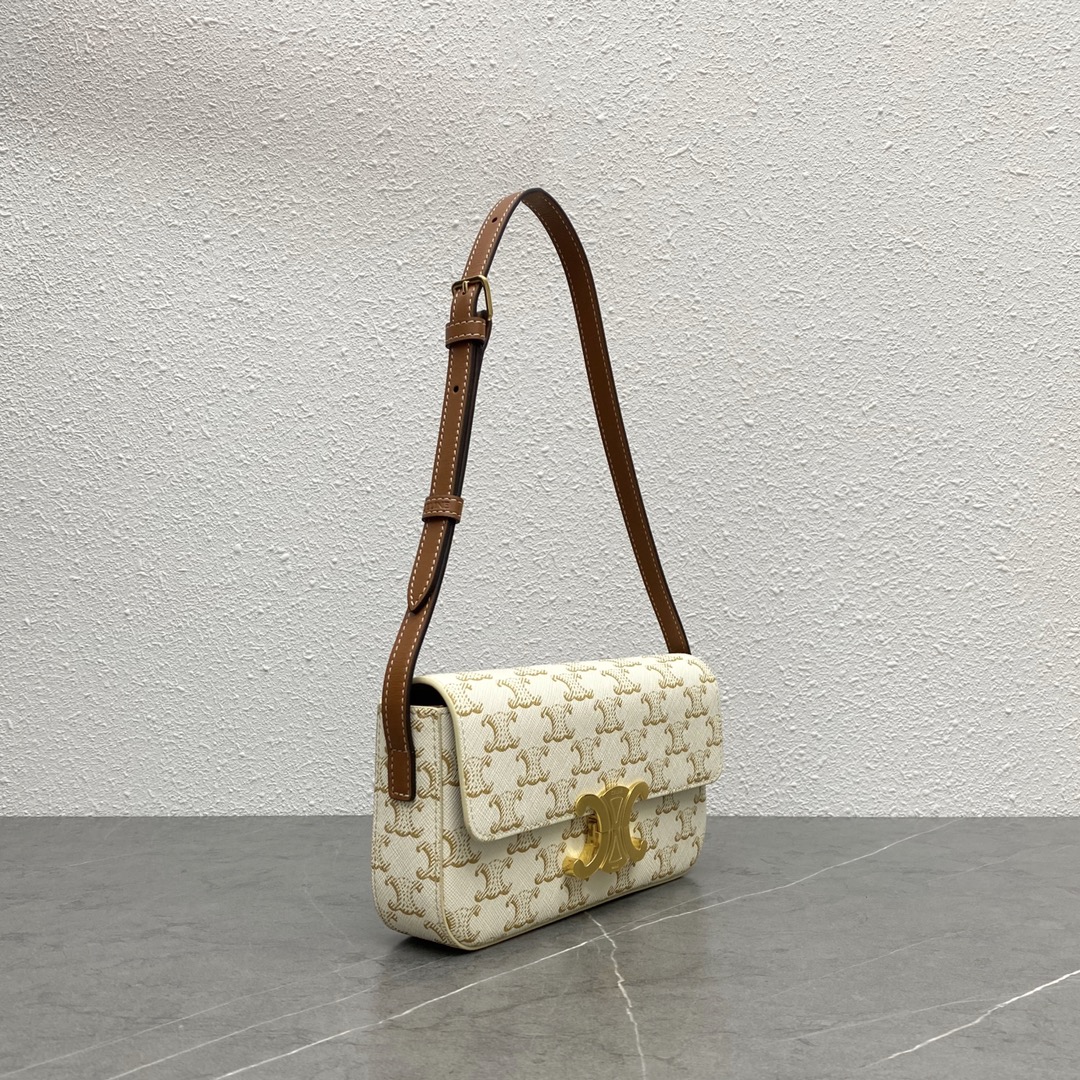 [TOP] CELINE Triomphe Canvas Bag 20-10-4 - White