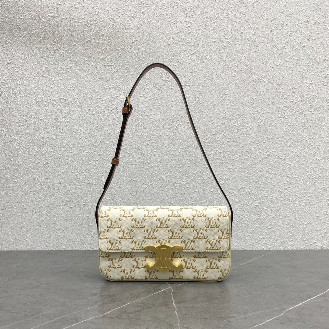 [TOP] CELINE Triomphe Canvas Bag 20-10-4 - White
