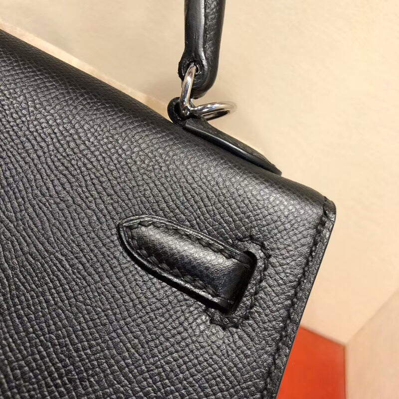 [TOP] HERMES Kelly Epsom Leather 25cm - Black & SHW