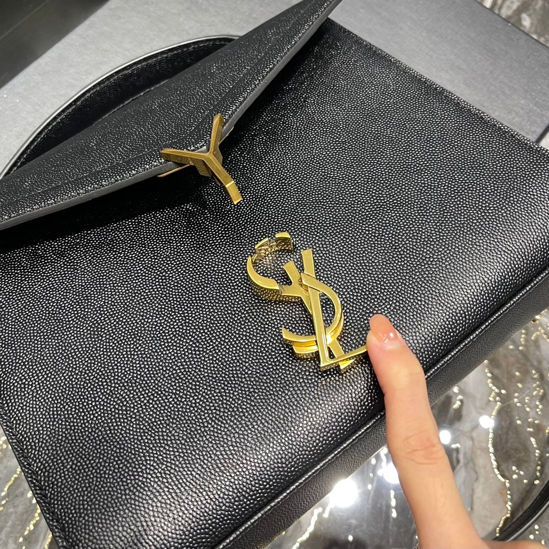 [TOP] Yves Saint Laurent YSL Cassandra Top Handle Bag - Black w GHW
