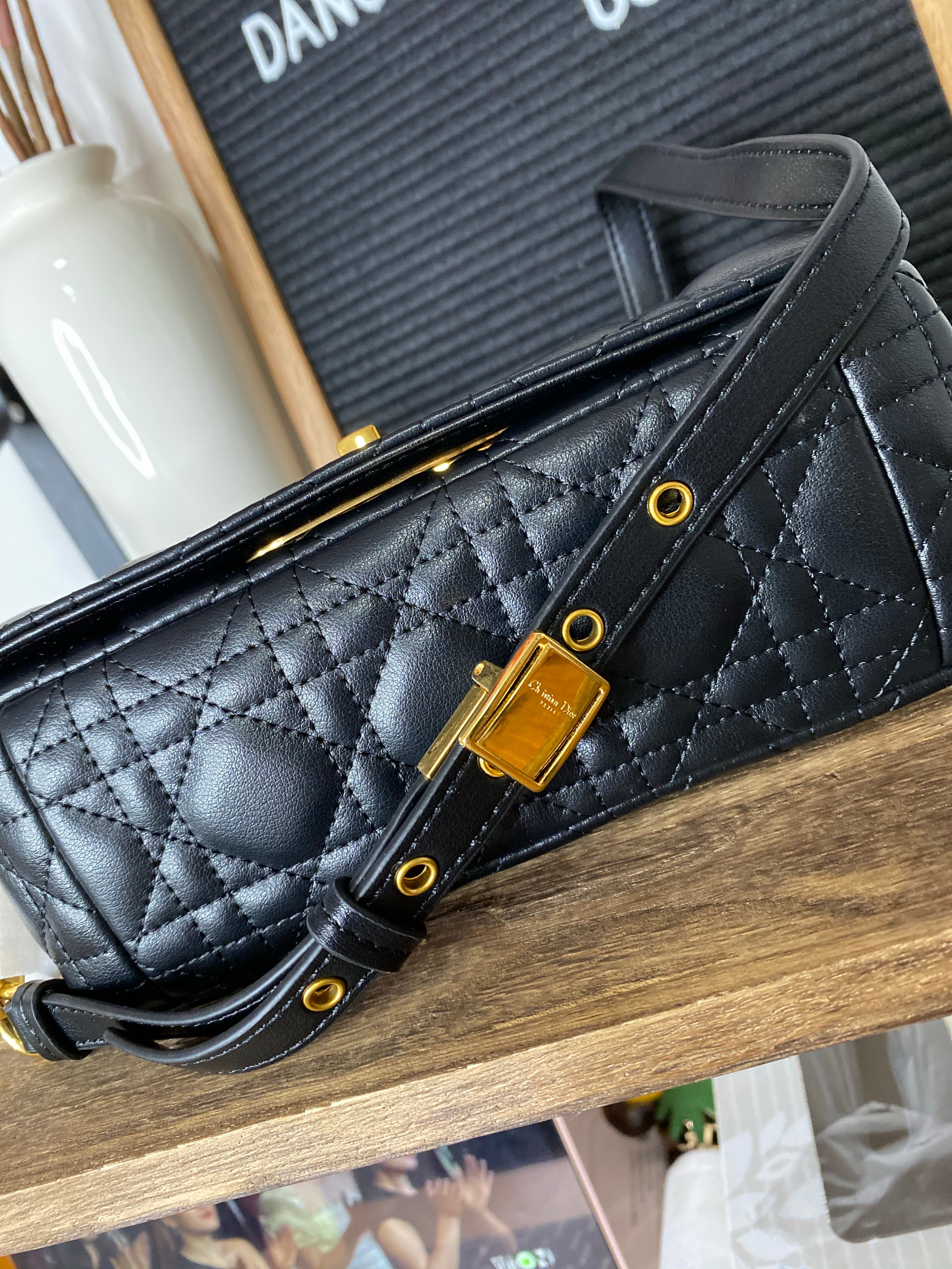 [TOP] Christian Dior Caro Bag Small - Black and Gold