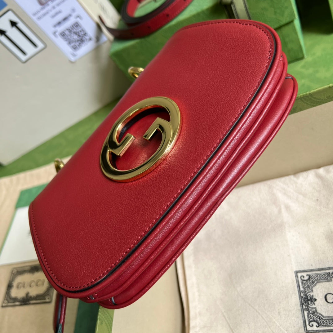 [TOP] GUCCI G*G Blondie Mini Leather Bag 22x13x5.5cm - Red