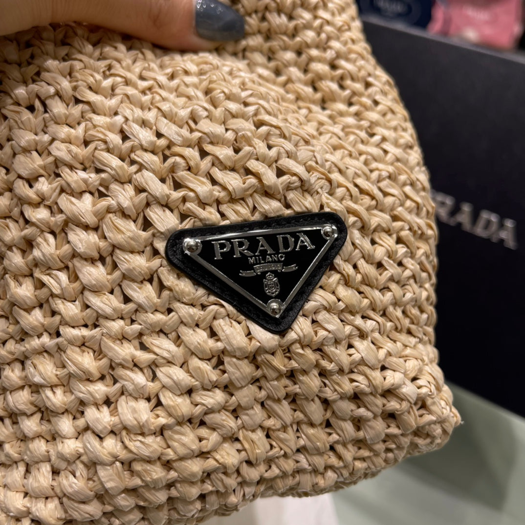 [TOP] PRADA Raffia Tote Bag 40x34cm - Women