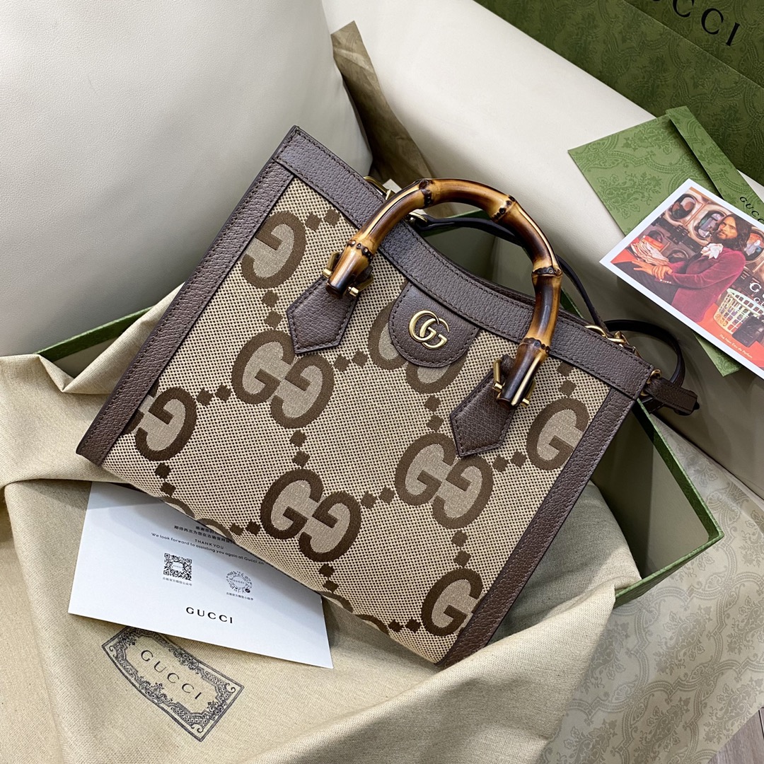[TOP] GUCCI G*G Diana Double G Pattern Tote Bag-GHW-20x16x10cm/27x24x11cm