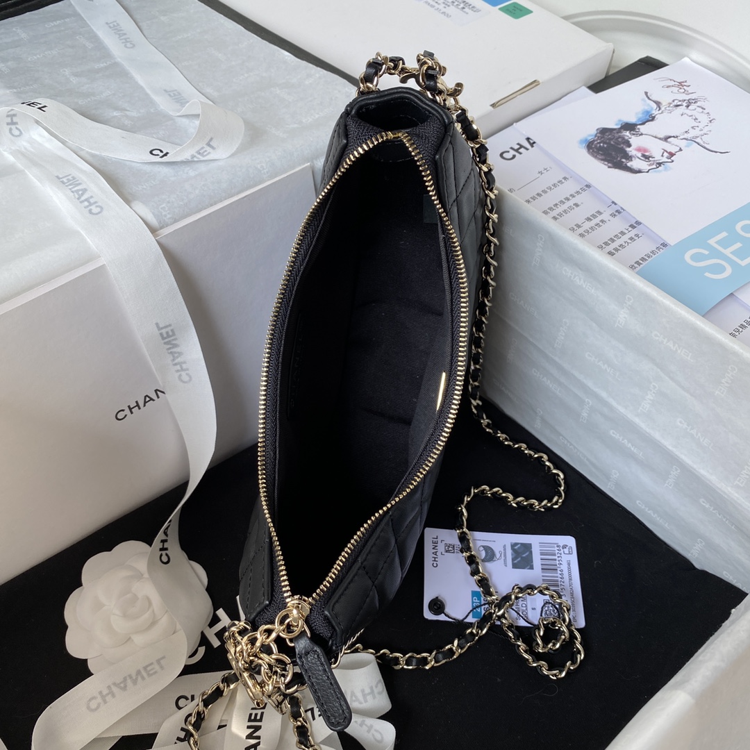 [TOP] CHANEL Moon Bag 15X20X6cm - GHW - Black